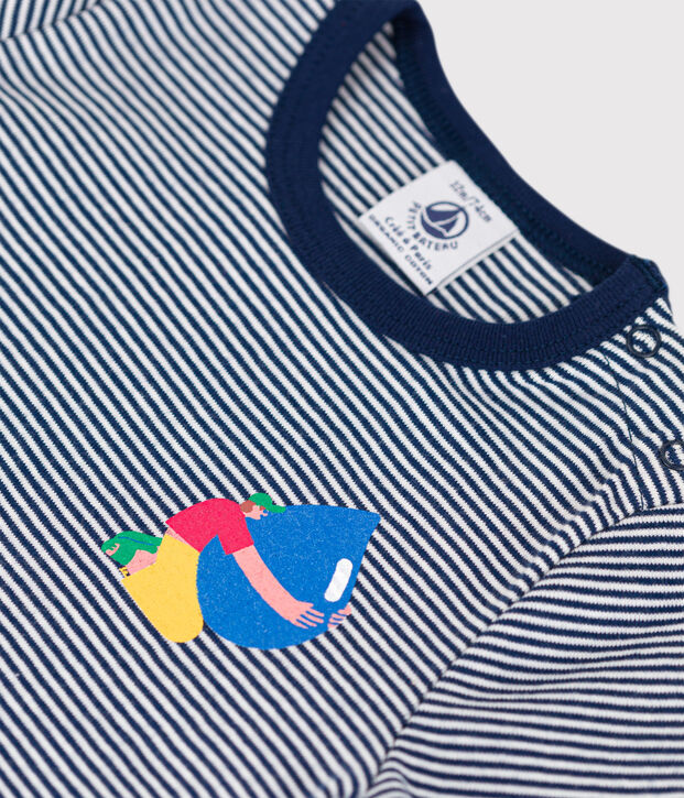 T-shirt beb&egrave; Petit Bateau x Water Family blu/bianco