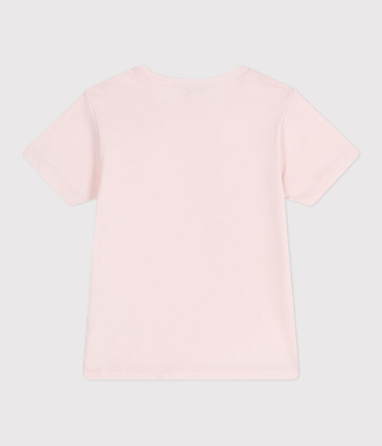 T-shirt a maniche corte in cotone con stampa bambina rosa FLEUR