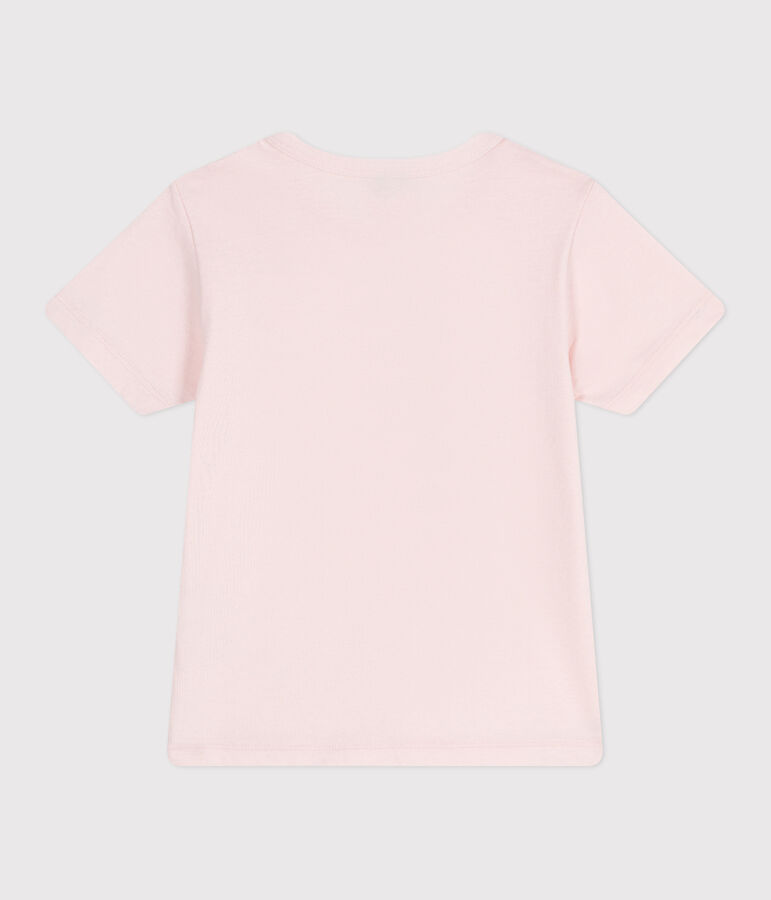T-shirt a maniche corte in cotone con stampa bambina rosa