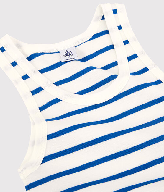 Canottiera L'ICONIQUE in cotone bio Donna bianco MARSHMALLOW/blu DELFT