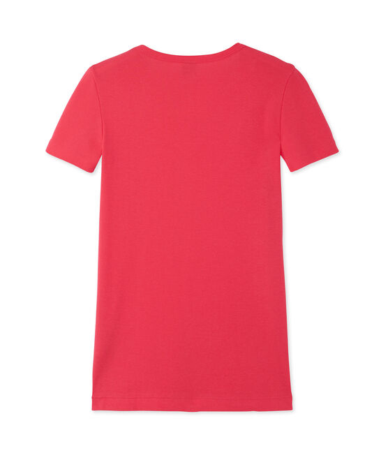 T-shirt donna scollo a V In costina originale 1X1 rosa GEISHA