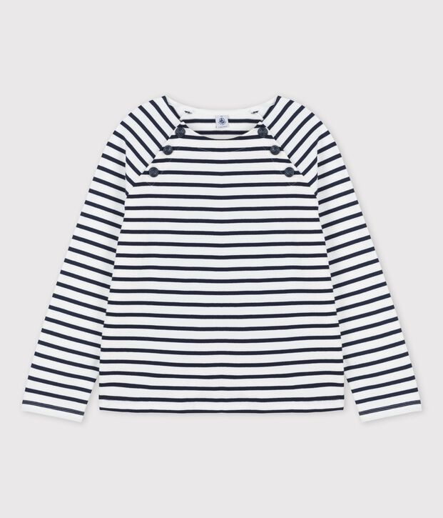 Marini&egrave;re abbottonata in cotone Donna bianco/blu