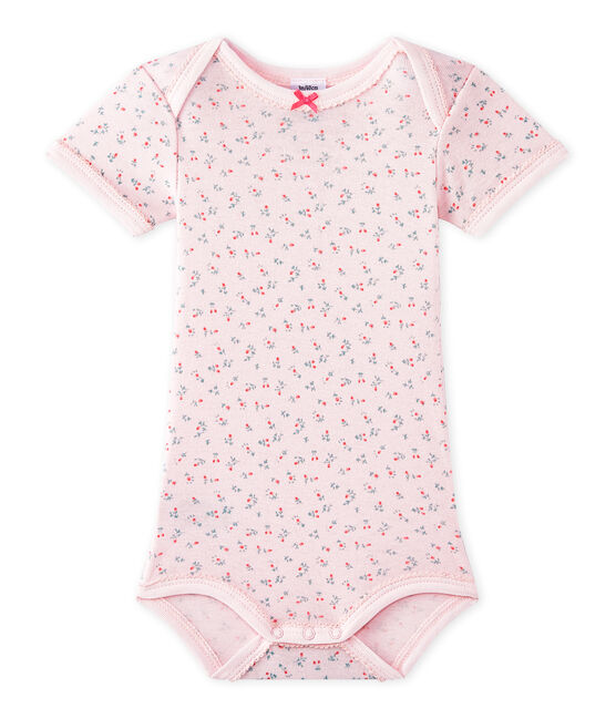 Body per bebé femmina a maniche corte stampato rosa VIENNE/bianco MULTICO