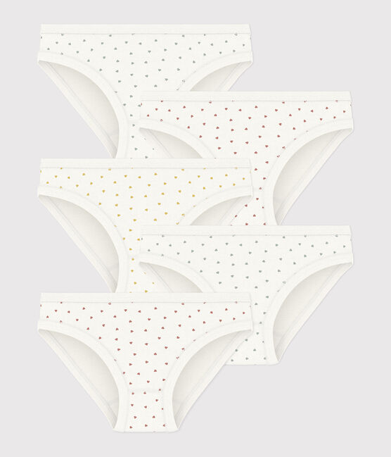 Set di 5 slip bambina in cotone a cuoricini variante 1