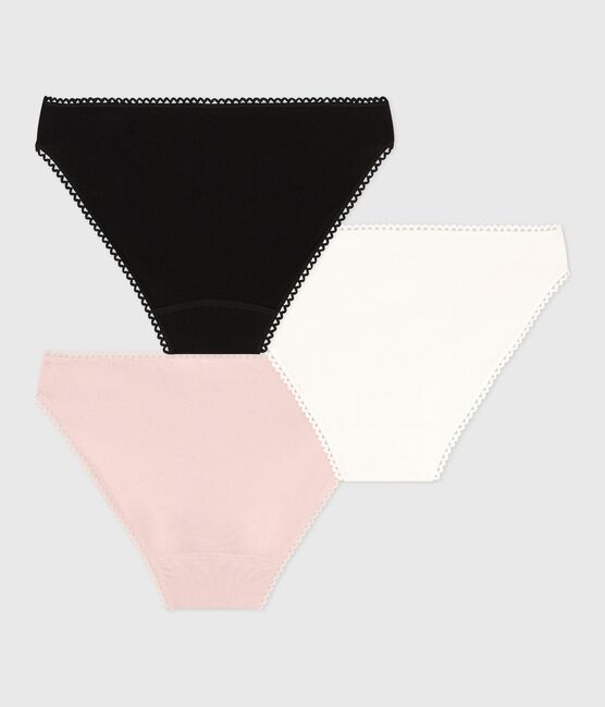 Set di 3 slip in cotone ed elastan tinta unita donna variante 1