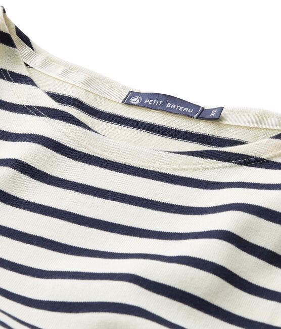 Mariniere per donna in jersey pesante beige COQUILLE/blu SMOKING
