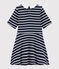 Abito manica corta in cotone bambina blu SMOKING/bianco MARSHMALLOW