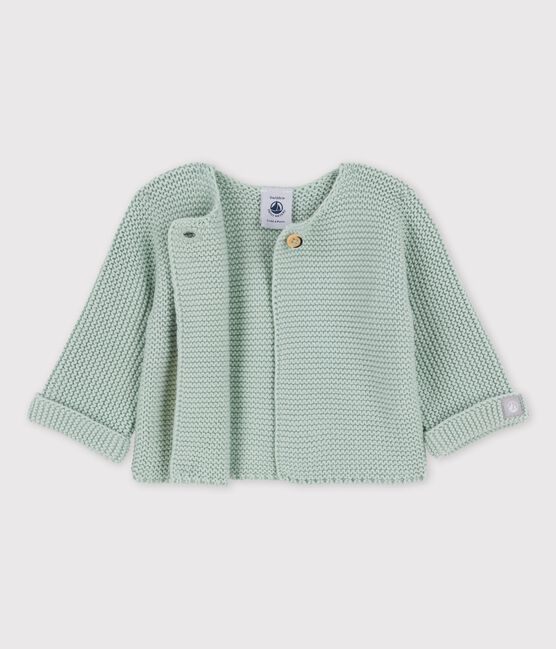 Cardigan bebè in tricot di cotone biologico verde HERBIER