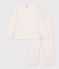 Pyjama femme en coton ajour&eacute; beige/rosa/multicolore