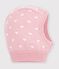 Passamontagna in misto lana e cotone con stampa a cuori neonata rosa/bianco