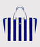 BORSA DA DONNA IN SPUGNA BOUCLETTE A RIGHE  blu SURF/bianco MARSHMALLOW