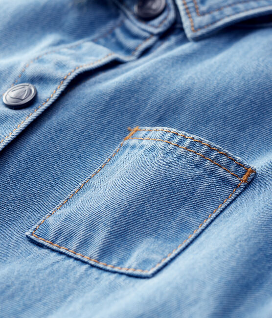 Tutina lunga in denim chiaro bebè maschio blu DENIM CLAIR
