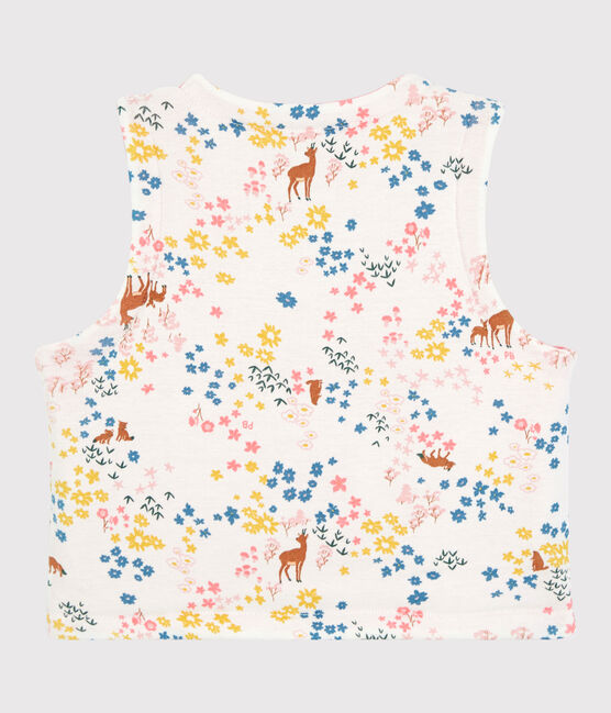 Gilè smanicato reversibile bebè femmina in ovatta di cotone biologico bianco MARSHMALLOW/bianco MULTICO