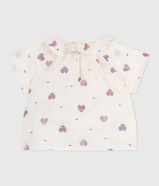 Blusa neonato a maniche corte in cotone con cuore stampato bianco AVALANCHE/ MULTICO
