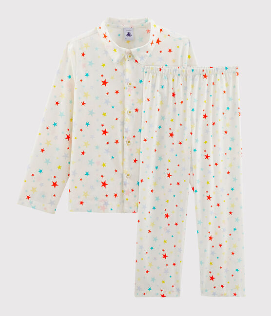 Pigiama bambino in twill bianco MARSHMALLOW/bianco MULTICO