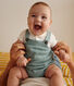 Pagliaccetto neonato in maglia a punto legaccio con spalline
