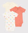 Set da 3 body incrociati a maniche corte in cotone con cuore neonato variante 1