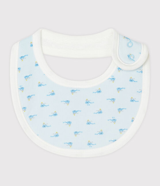 Bavaglino bebè a costine blu FRAICHEUR/bianco MULTICO