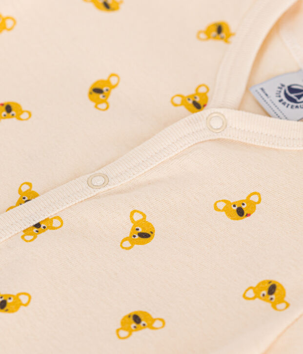 Tutina corta koala beb&egrave; in cotone ecru/multicolore