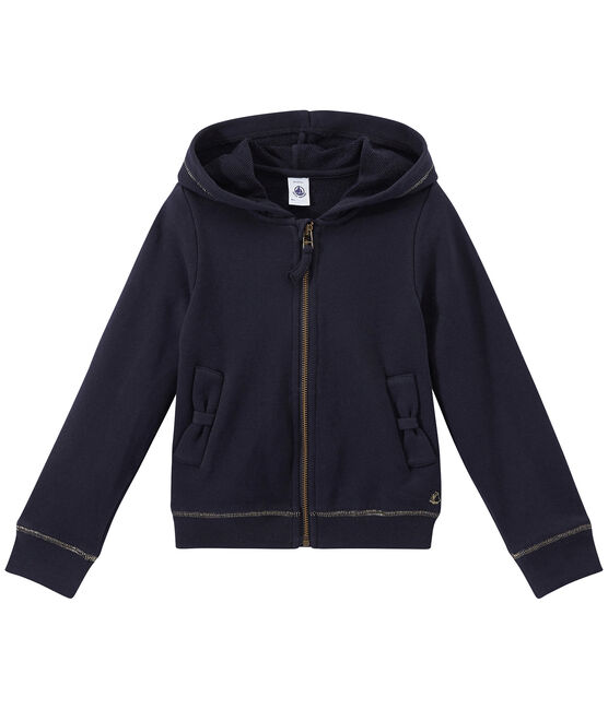Felpa con zip e cappuccio per bambina blu SMOKING