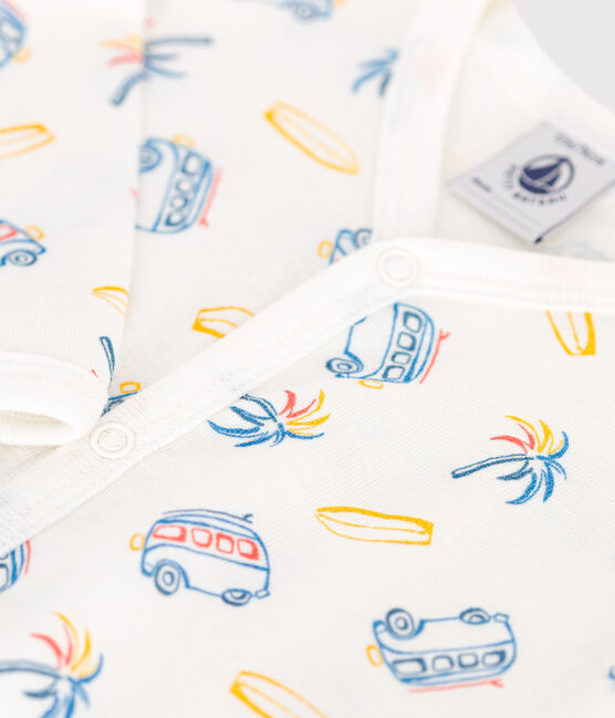 Pigiama in cotone con furgoni neonato bianco MARSHMALLOW/bianco MULTICO