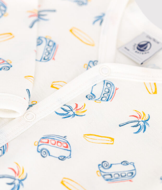 Pigiama in cotone con furgoni neonato bianco/multicolore