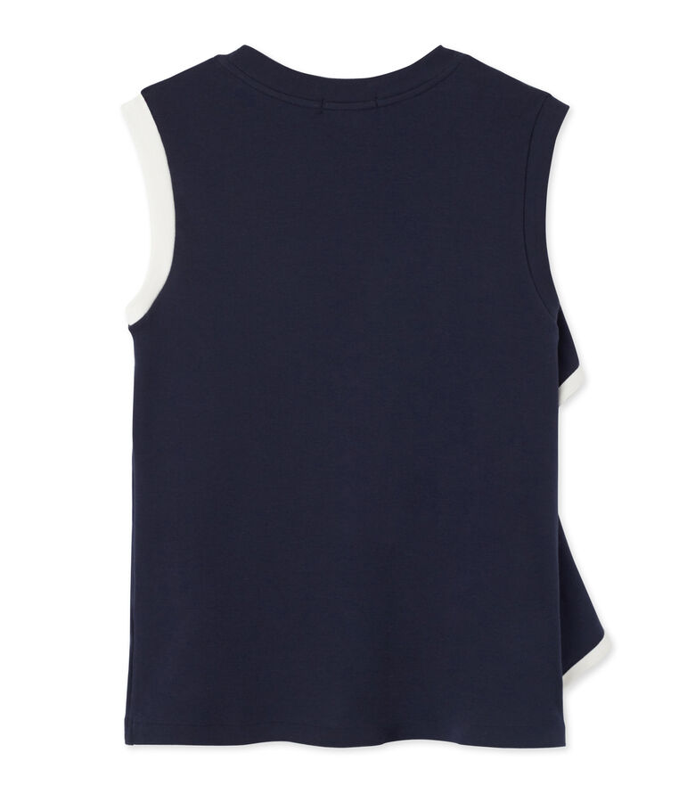 Top femme sans manches &agrave; volant blu SMOKING