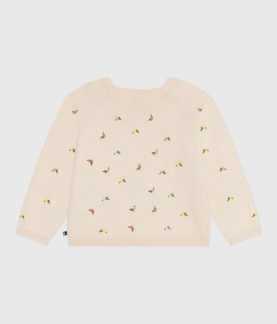 Cardigan bambina in misto lana e cotone con motivi ricamati bianco AVALANCHE/ MULTICO