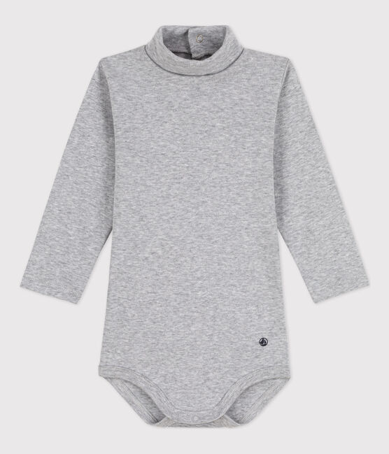 Body manica lunga e collo alto bebè in cotone grigio FUMEE CHINE