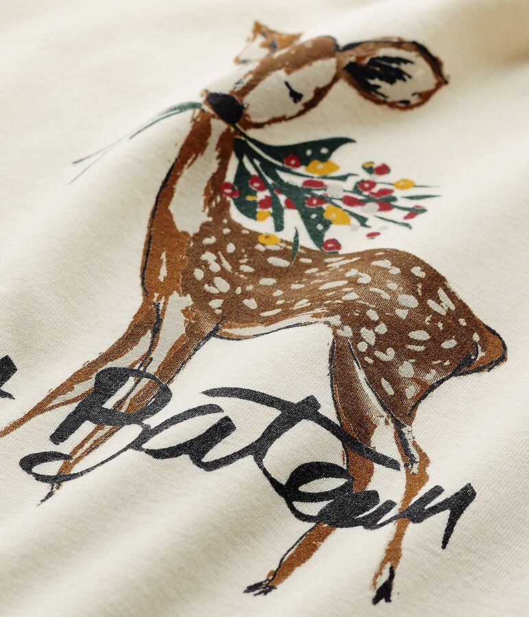 T-shirt a maniche lunghe per bambina con motivo beige COQUILLE/rosso FROUFROU