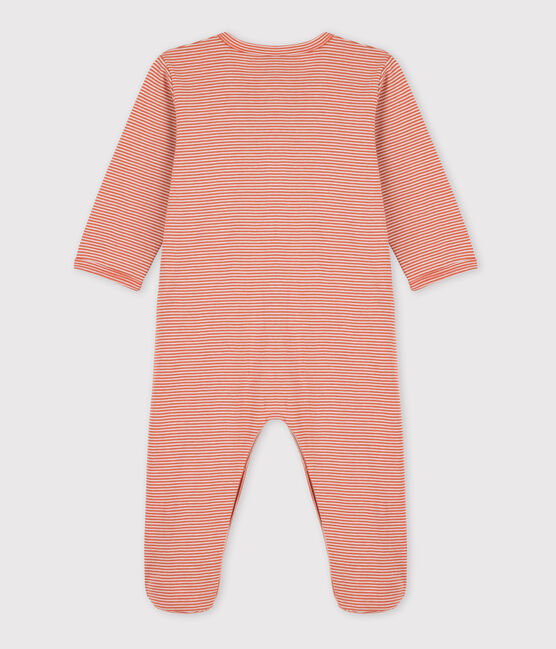 Tutina pigiama millerighe di cotone per neonati rosa BRANDY/bianco MARSHMALLOW