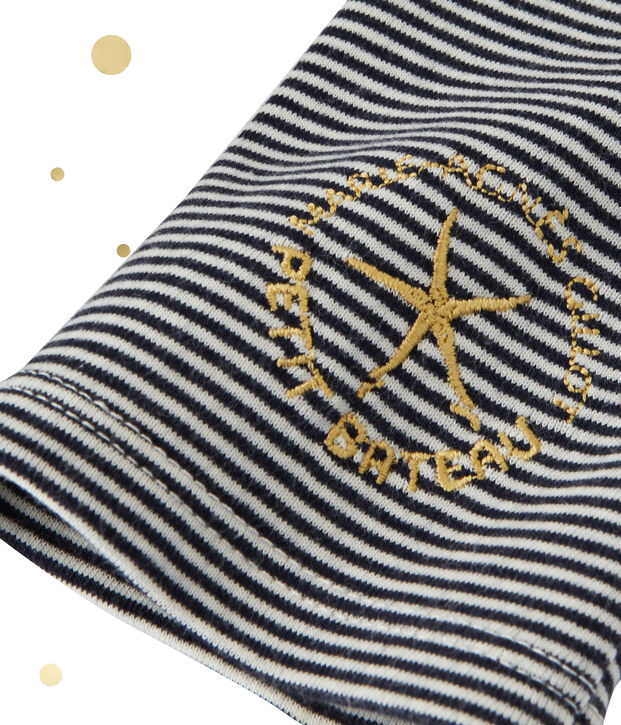 Robe longue femme &agrave; manches longues. Petit bateau x Marie-Agn&egrave;s Gillot blu/bianco