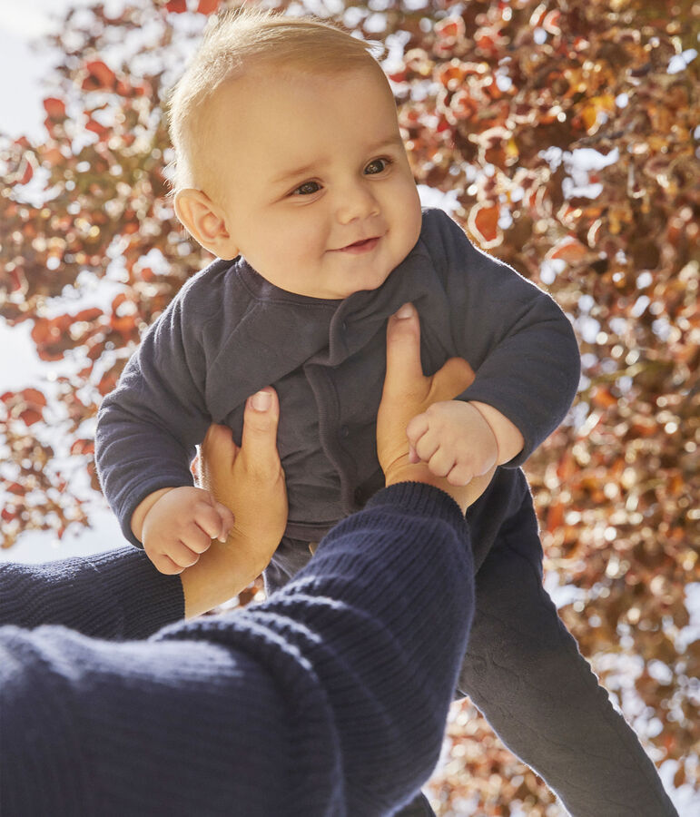 Completo 2 pezzi beb&egrave; in cotone trapuntato blu