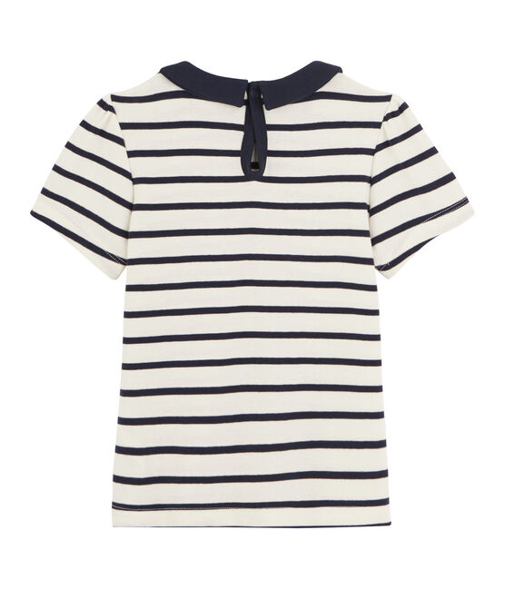 T-shirt a maniche corte bambina beige COQUILLE/blu ABYSSE