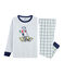 Pigiama bambino in costina e tubique bianco MARSHMALLOW/bianco MULTICO