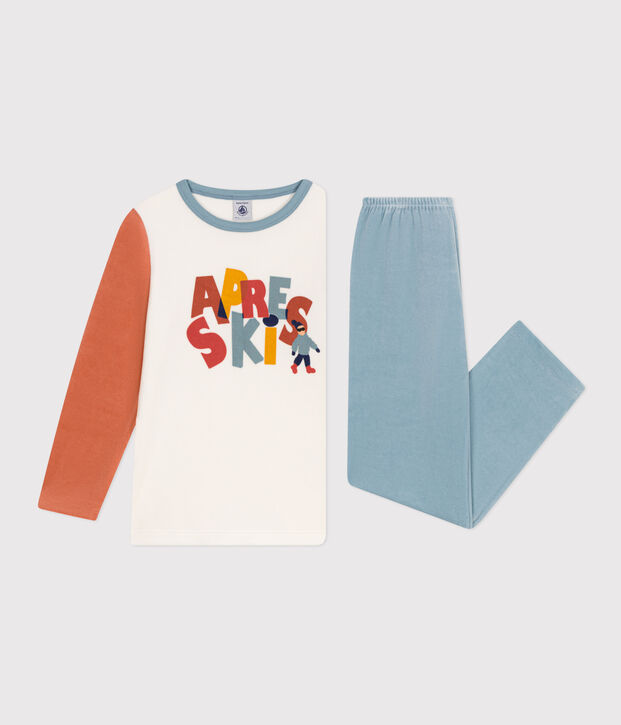 Pigiama bambino unisex in ciniglia blu/multicolore