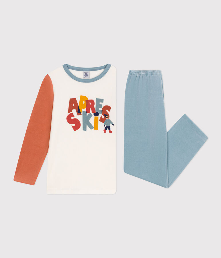 Pigiama bambino unisex in ciniglia blu/multicolore