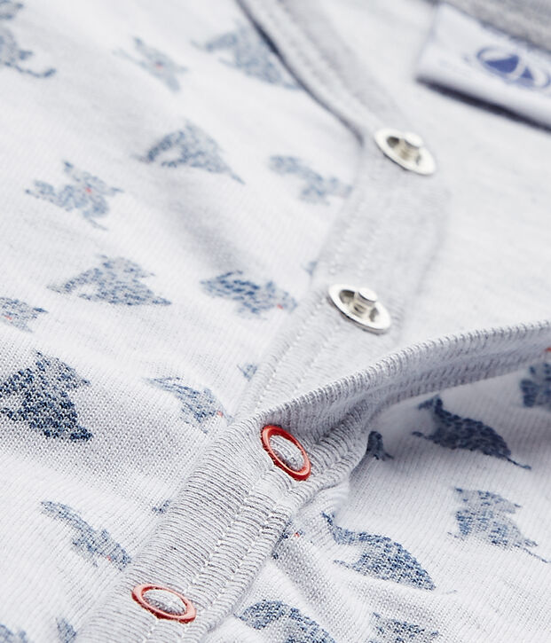 Tutina senza piedi beb&egrave; bambino in tubique bianco/multicolore