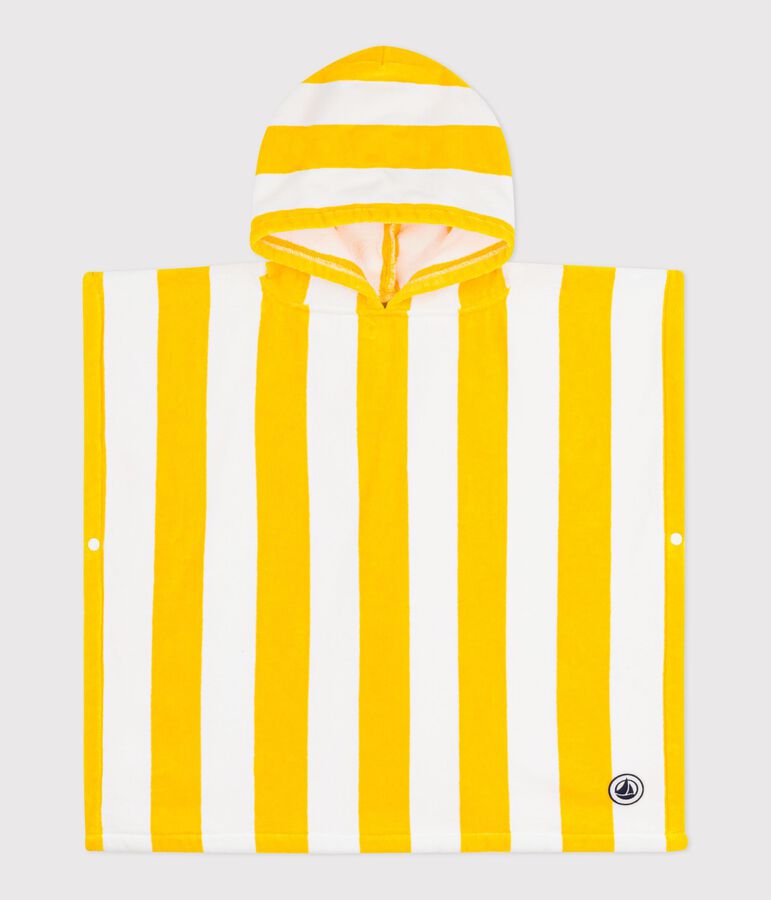 Poncho da bagno in spugna di cotone a righe bambino giallo/bianco