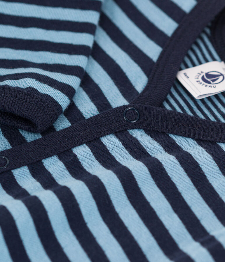 Pigiama beb&egrave; in tubique a righe blu/blu