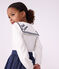 Blusa con colletto e maniche lunghe in cotone tinta unita bambina bianco