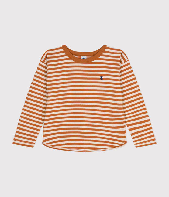 T-shirt maniche lunghe rigata in tubique bambino ECUREUIL/ AVALANCHE
