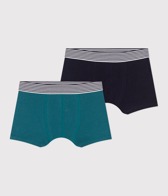 Confezione da 2 boxer in cotone ed elastan tinta unita bambino variante 2