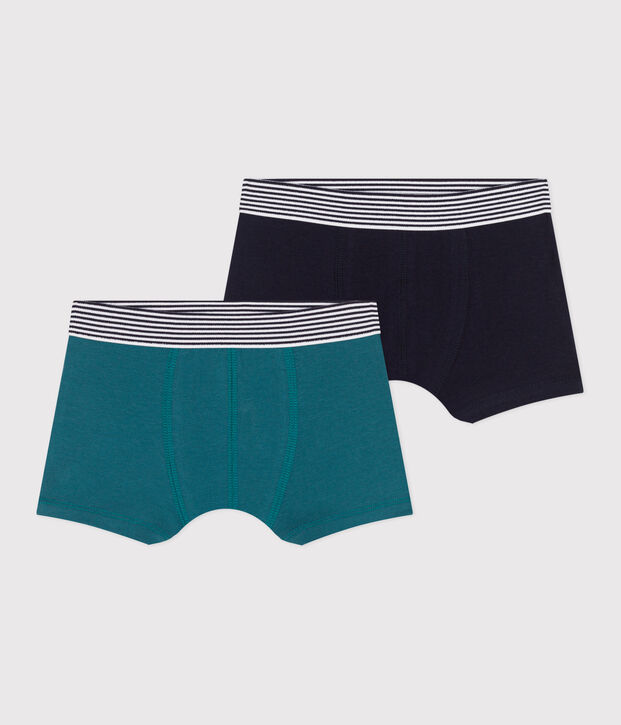 Confezione da 2 boxer in cotone ed elastan tinta unita bambino multicolore