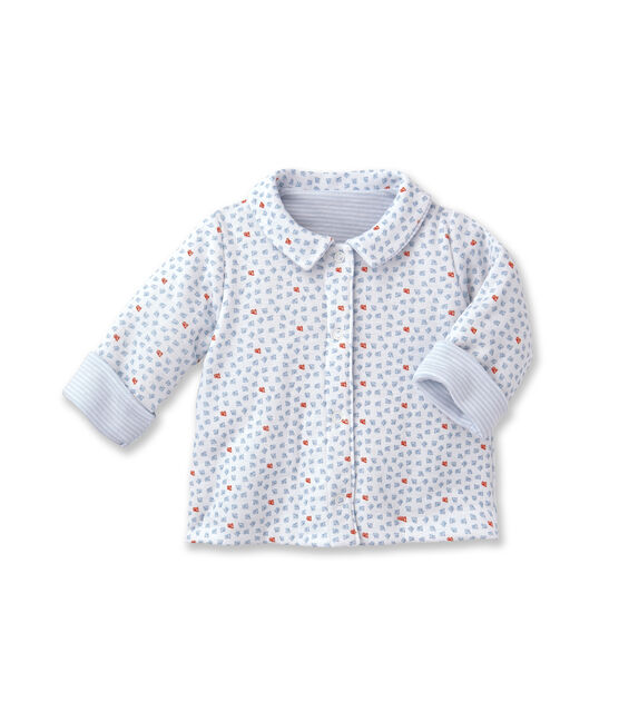 Giacca bebé unisex imbottita reversibile a millerighe - Vecchia collezione blu FRAICHEUR/bianco ECUME