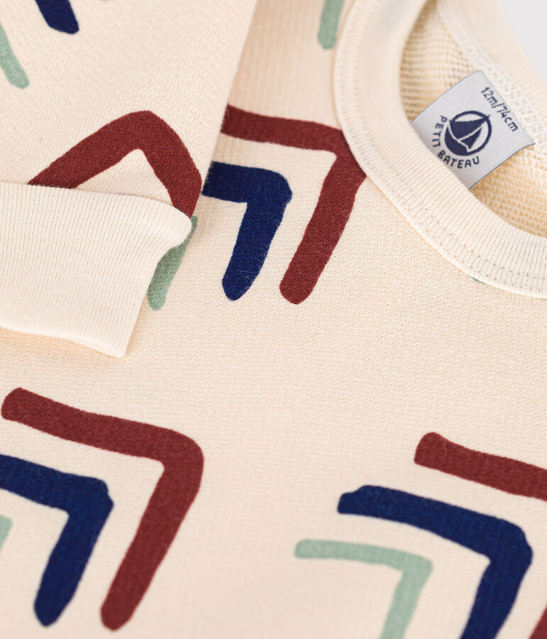 Felpa in tessuto felpato per beb&egrave; ecru/blu/multicolore