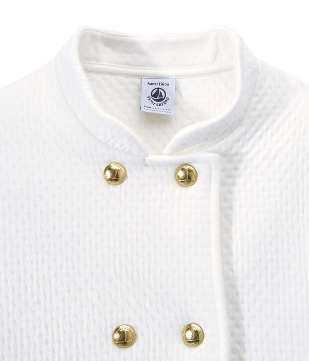 Cappotto bambina in tubique matelass&eacute; bianco