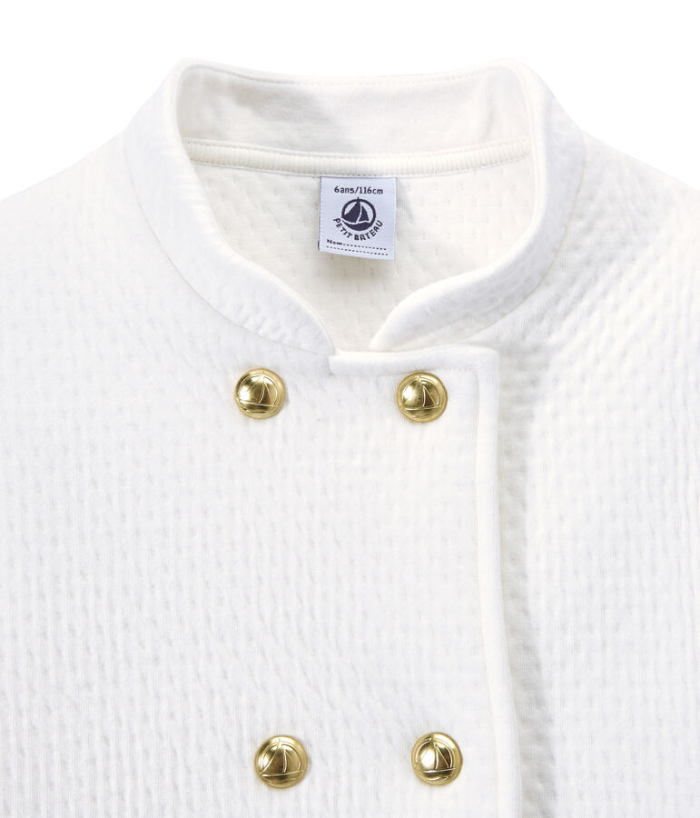 Cappotto bambina in tubique matelass&eacute; bianco MARSHMALLOW