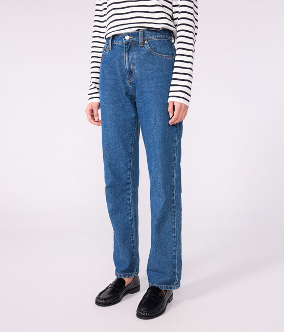 Pantaloni donna in denim dal taglio dritto blu DENIM MOYEN