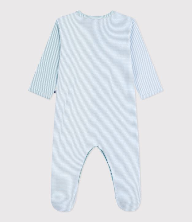 Pigiama in cotone con stampa a righe neonato blu/bianco